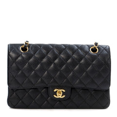Chanel Medium Classic Double Flap Bag in Black Caviar Leather with Gold Hardware