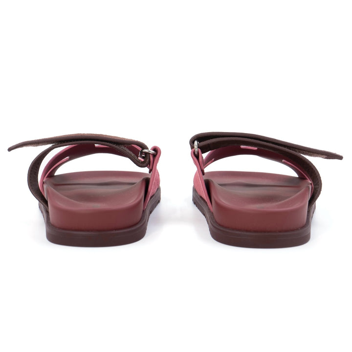 Hermès Chypre Sandals in Rose Pinson and Marron Palissandre