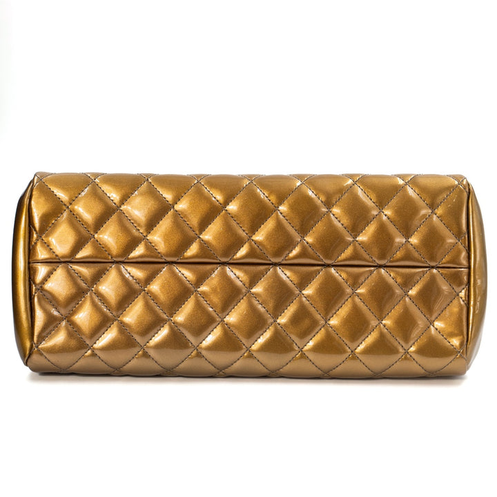 Chanel Gold Ombre Quilted Patent Leather Just Mademoiselle Bowling Bag