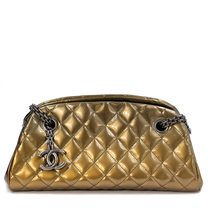 Chanel Gold Ombre Quilted Patent Leather Just Mademoiselle Bowling Bag