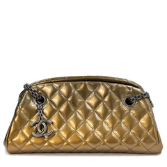 Chanel Gold Ombre Quilted Patent Leather Just Mademoiselle Bowling Bag