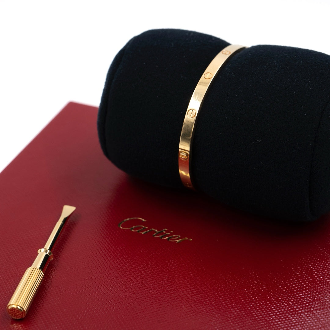 Cartier 18K Yellow Gold Small Model Love Bracelet Size 16