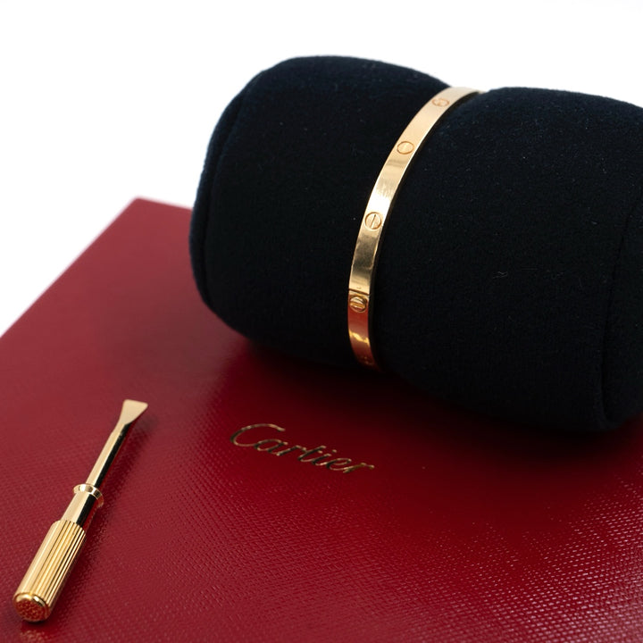 Cartier 18K Yellow Gold Small Model Love Bracelet Size 16