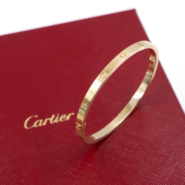 Cartier 18K Yellow Gold Small Model Love Bracelet Size 16