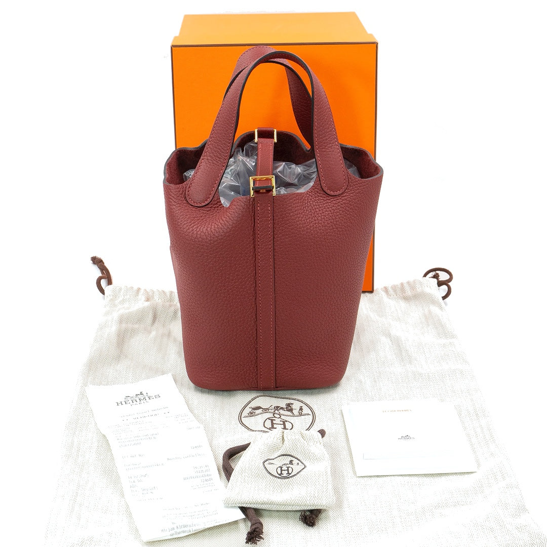 Hermès Picotin Lock 18 Taurillon Clemence Leather in Rouge H