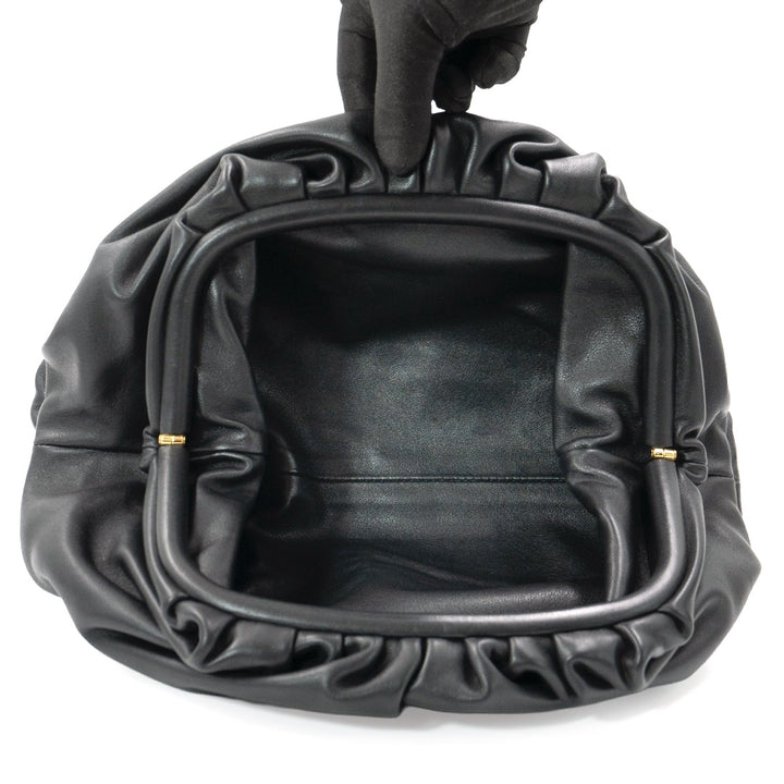 Bottega Veneta Black Calfskin Leather The Pouch Clutch Bag