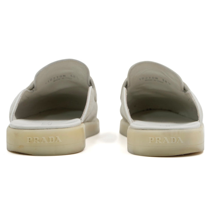 Prada Light Taupe Suede Saint Tropez Mules