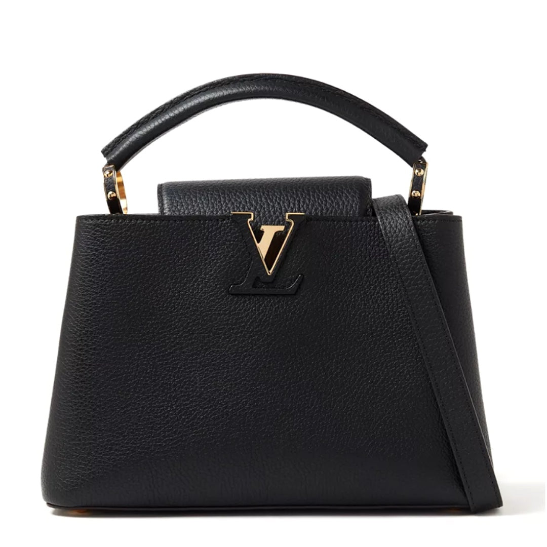 Louis Vuitton Capucines MM Black Taurillon Leather Iconic Top Handle Bag - Gemaee  UAE