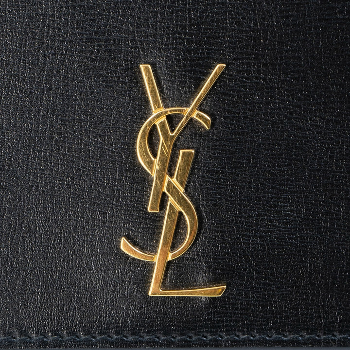 Saint Laurent Cassandre Phone Holder Bag Black Leather