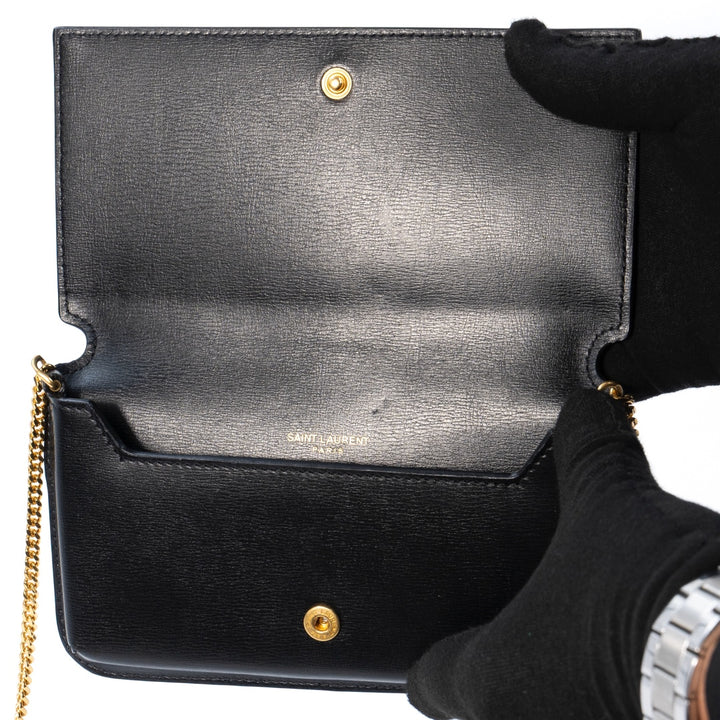 Saint Laurent Cassandre Phone Holder Bag Black Leather