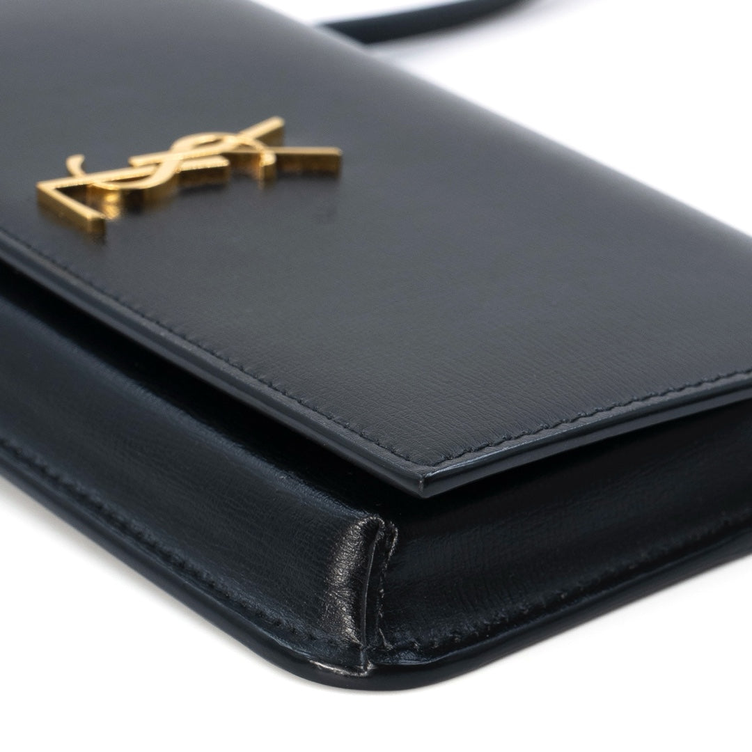 Saint Laurent Cassandre Phone Holder Bag Black Leather