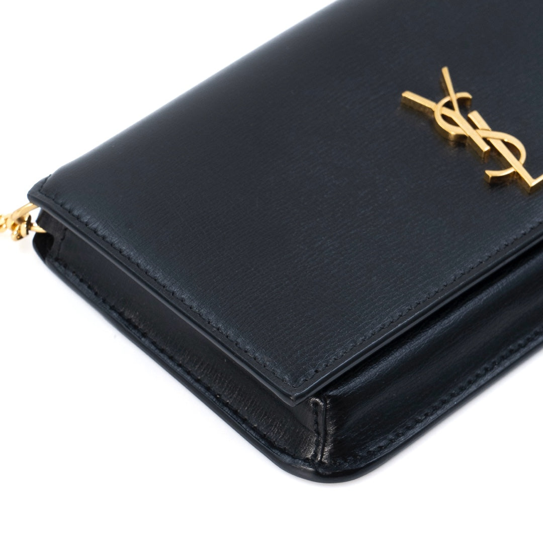 Saint Laurent Cassandre Phone Holder Bag Black Leather