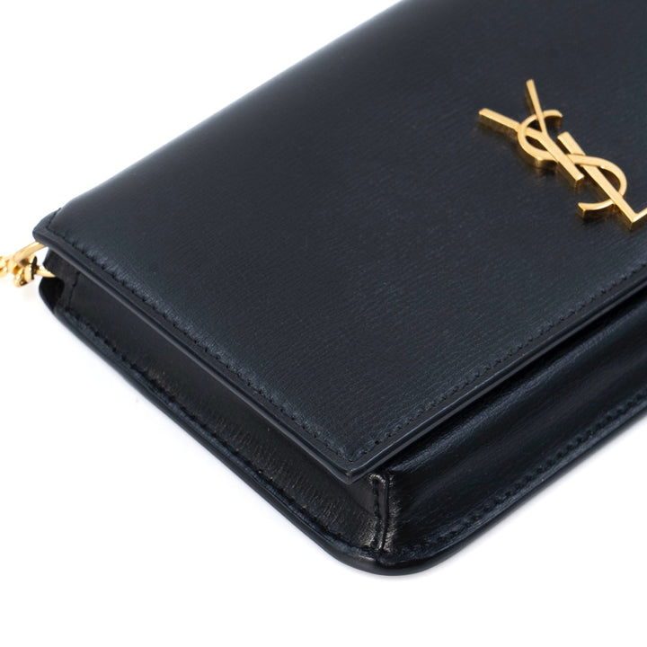 Saint Laurent Cassandre Phone Holder Bag Black Leather