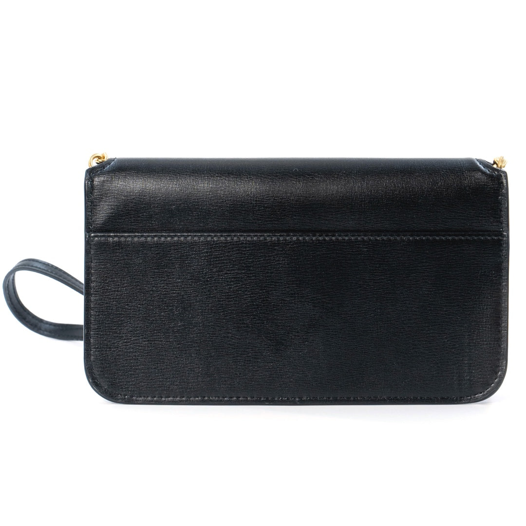 Saint Laurent Cassandre Phone Holder Bag Black Leather