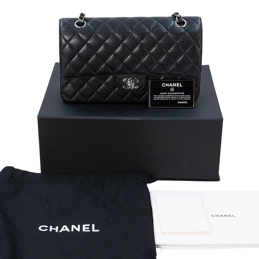Chanel Medium Classic Double Flap Bag in Black Caviar Leather