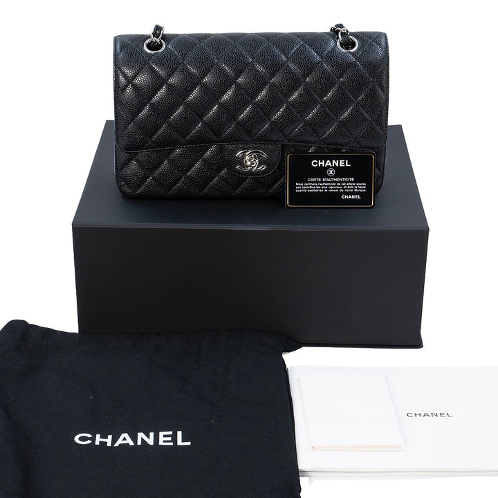 Chanel Medium Classic Double Flap Bag in Black Caviar Leather