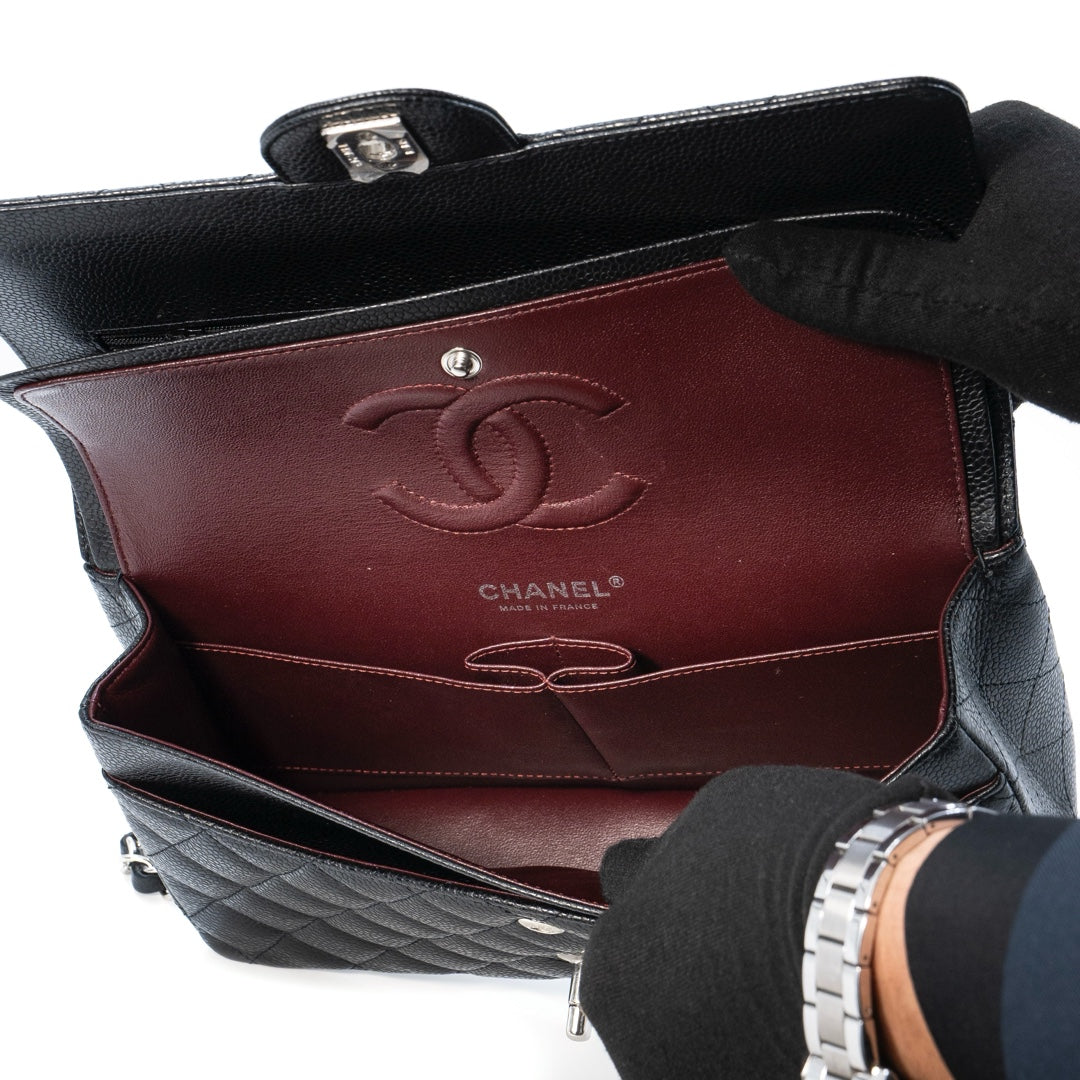 Chanel Medium Classic Double Flap Bag in Black Caviar Leather