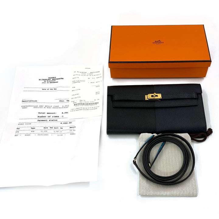 Hermès Bleu Indigo/Noir/Bleu Frida Kelly To Go Wallet Bag