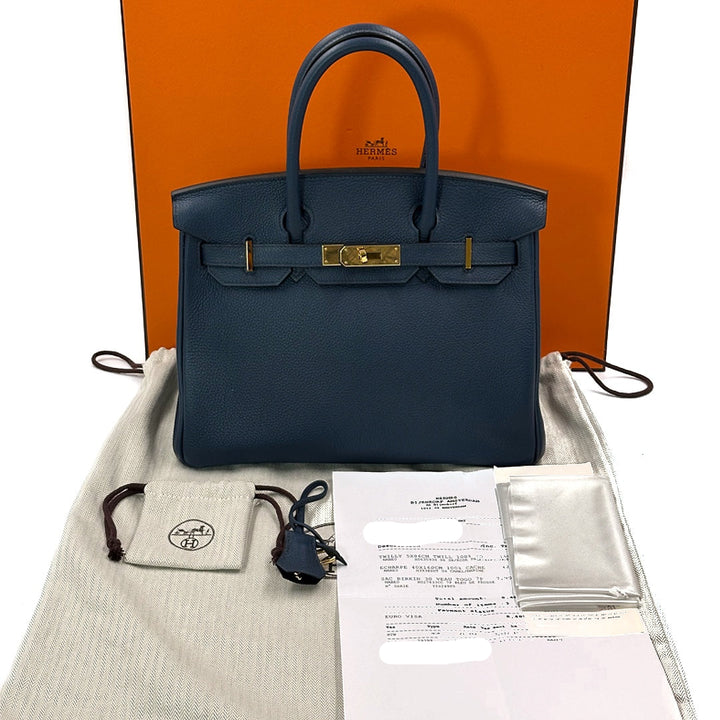 Hermès Birkin 30 bleu de prusse Togo Leather Gold Hardware Bag
