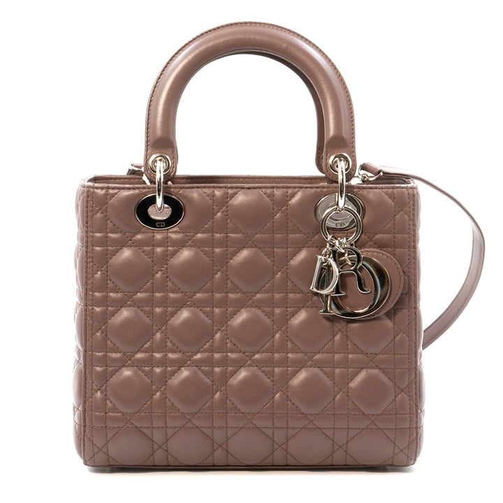Dior Lady Dior Medium Bag in Blush Cannage Lambskin with Silver Tone Hardware