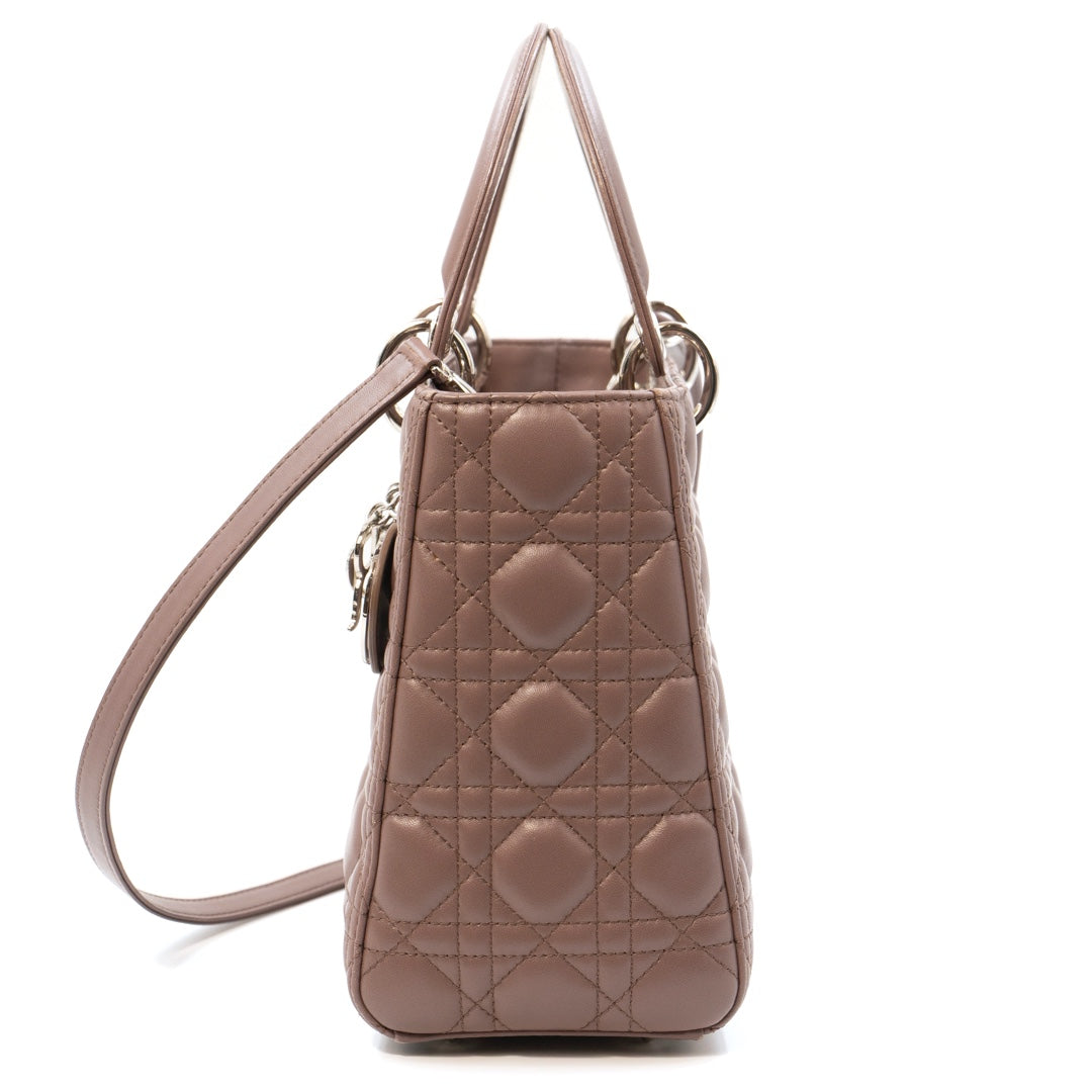 Dior Lady Dior Medium Bag in Blush Cannage Lambskin with Silver Tone Hardware