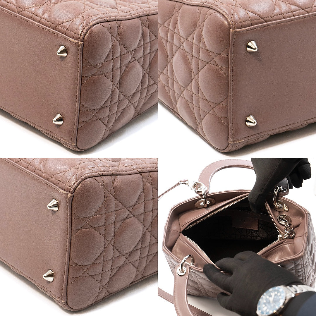 Dior Lady Dior Medium Bag in Blush Cannage Lambskin with Silver Tone Hardware