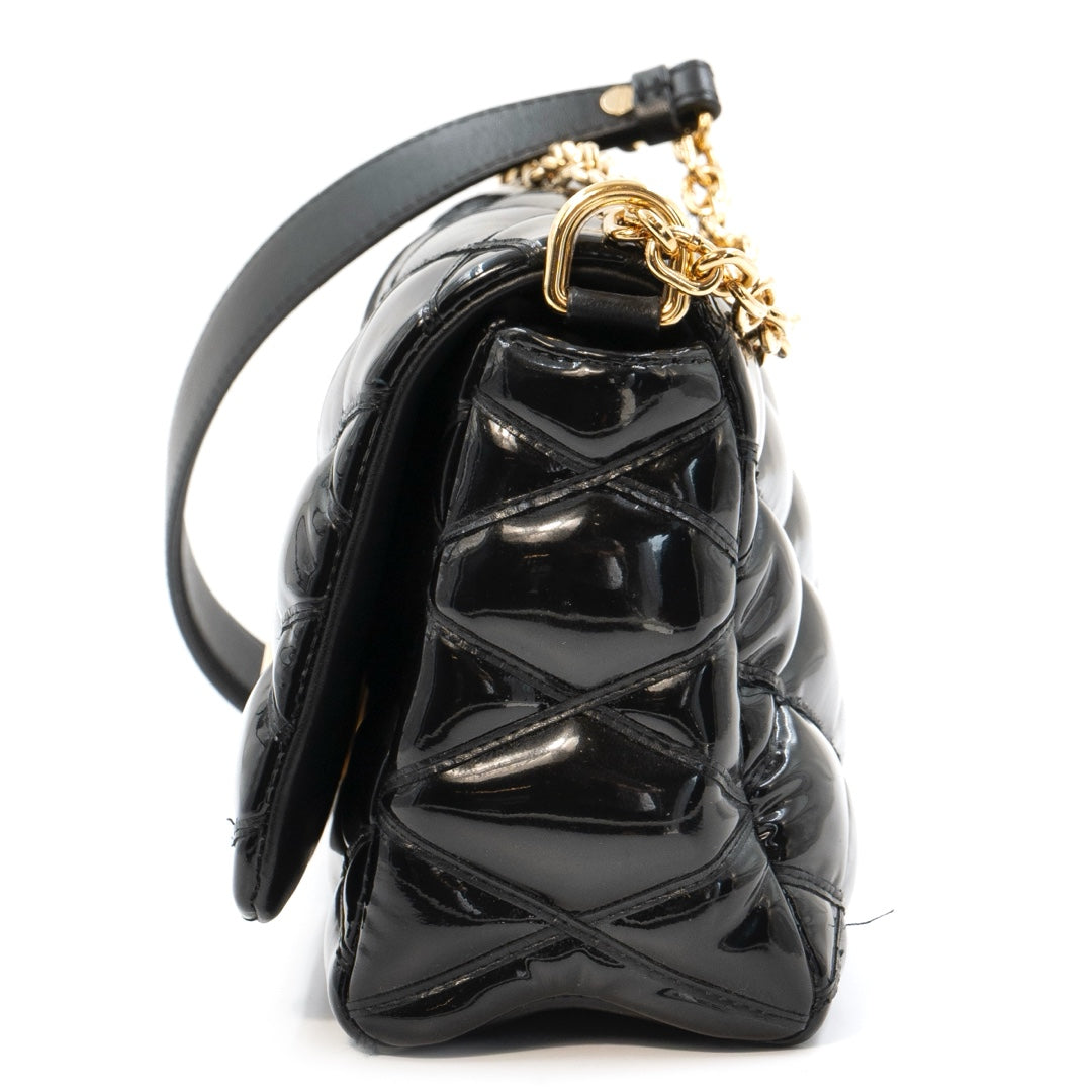 Louis Vuitton GO‑14 Malletage PM Bag in Black Patent Leather