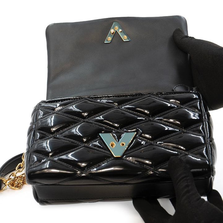 Louis Vuitton GO‑14 Malletage PM Bag in Black Patent Leather