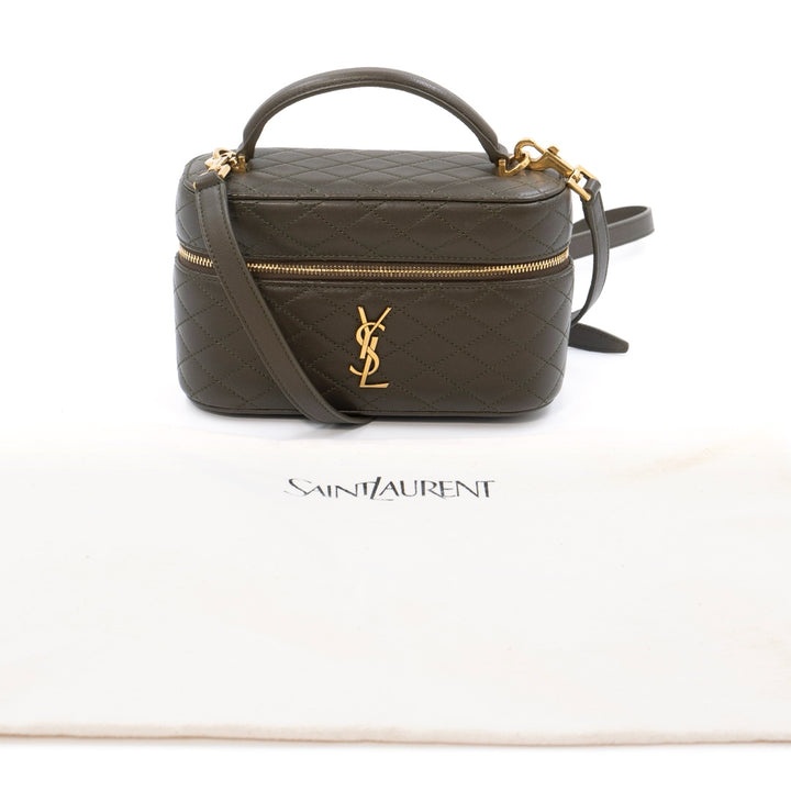 Saint Laurent Gaby Vanity Bag in Green Quilted Lambskin