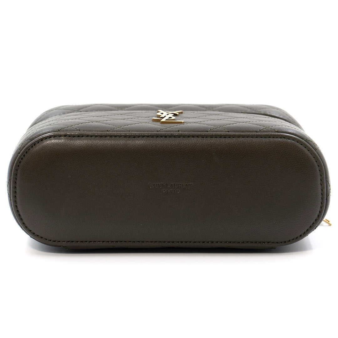 Saint Laurent Gaby Vanity Bag in Green Quilted Lambskin