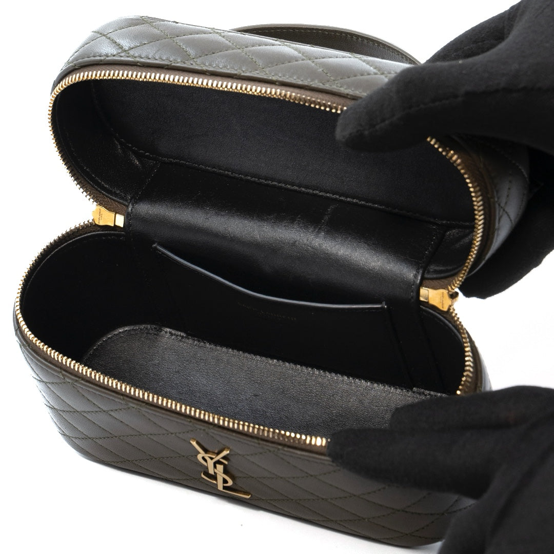 Saint Laurent Gaby Vanity Bag in Green Quilted Lambskin