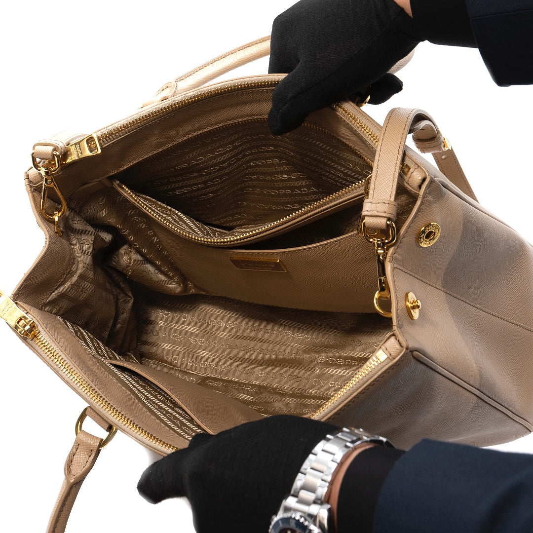 Prada Galleria Large Saffiano Leather Tote Bag in Beige