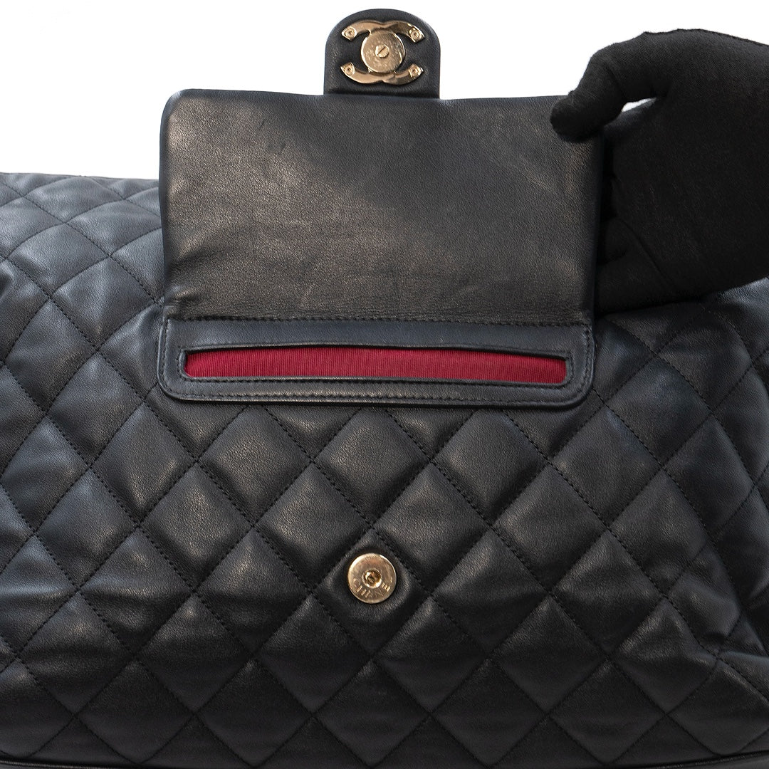 Chanel Black Quilted Lambskin Maxi Hobo Shoulder Bag