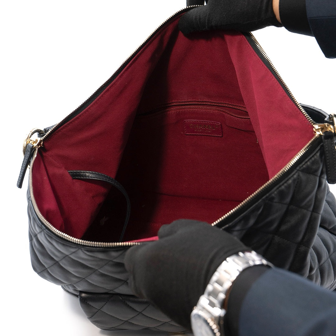 Chanel Black Quilted Lambskin Maxi Hobo Shoulder Bag