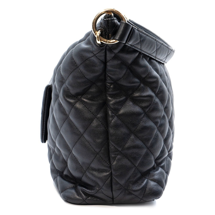 Chanel Black Quilted Lambskin Maxi Hobo Shoulder Bag