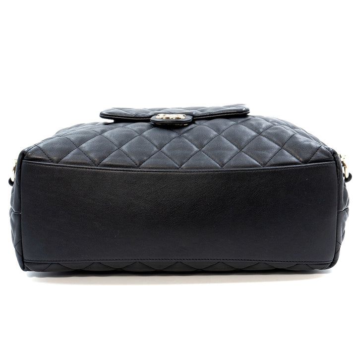 Chanel Black Quilted Lambskin Maxi Hobo Shoulder Bag