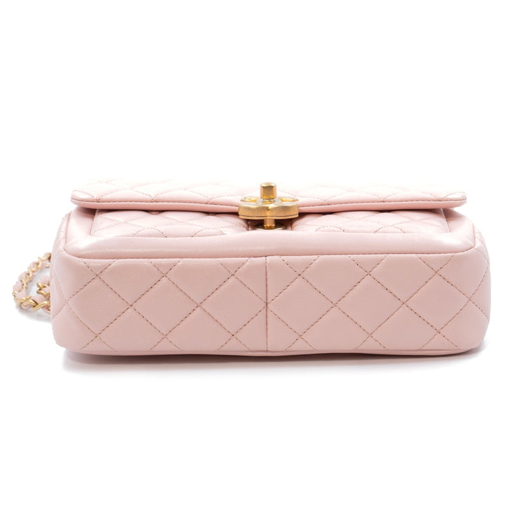 Chanel Pink Classic Flap Bag with front Pockets