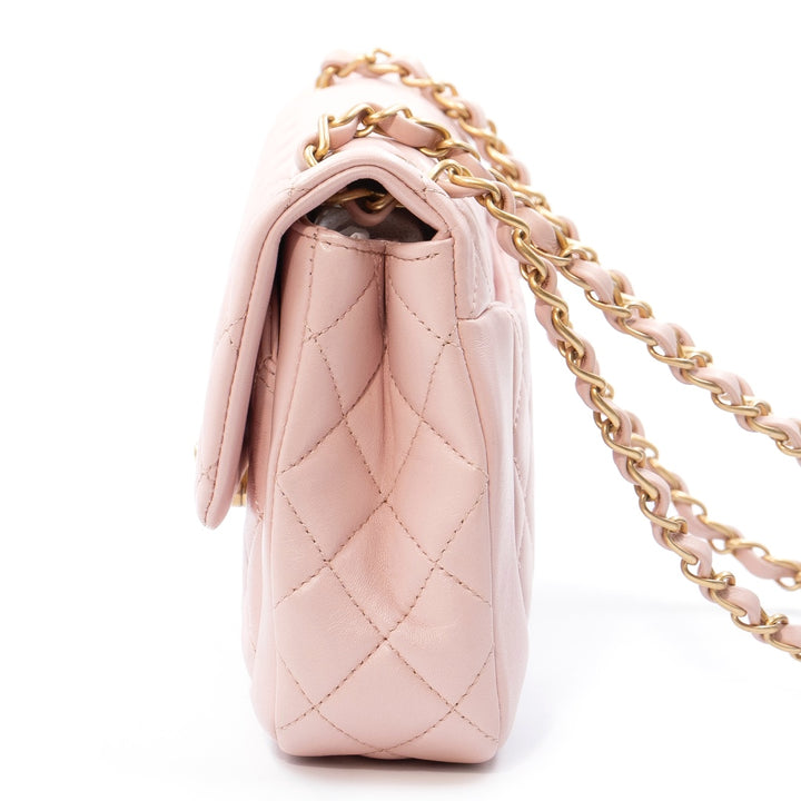 Chanel Pink Classic Flap Bag with front Pockets
