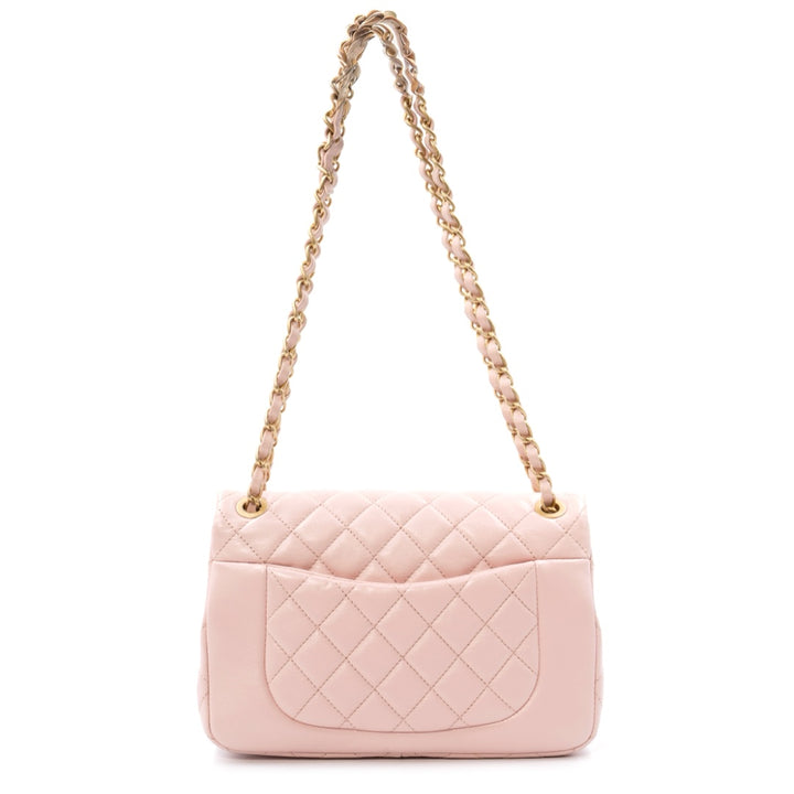 Chanel Pink Classic Flap Bag with front Pockets