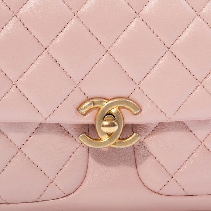 Chanel Pink Classic Flap Bag with front Pockets