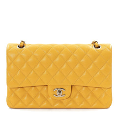Chanel Classic Flap Bag in Yellow Caviar Leather with Gold Tone Hardware
