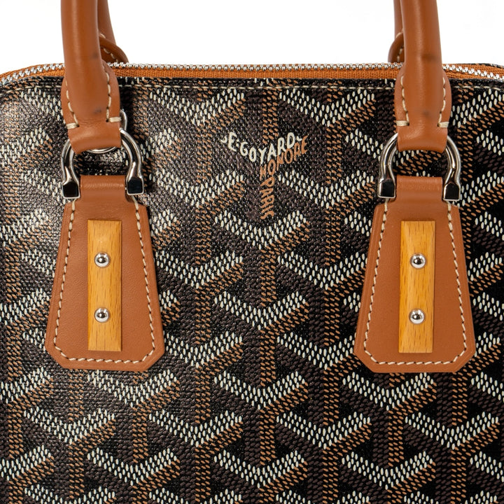 Goyard Mini Vendôme Bag in Black Goyardine Canvas with Tan Leather Trim