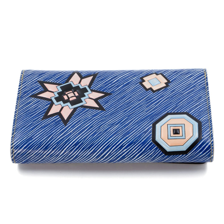 Louis Vuitton Twist Chain Wallet in Blue Epi Leather with Multicolor Azteque Pattern