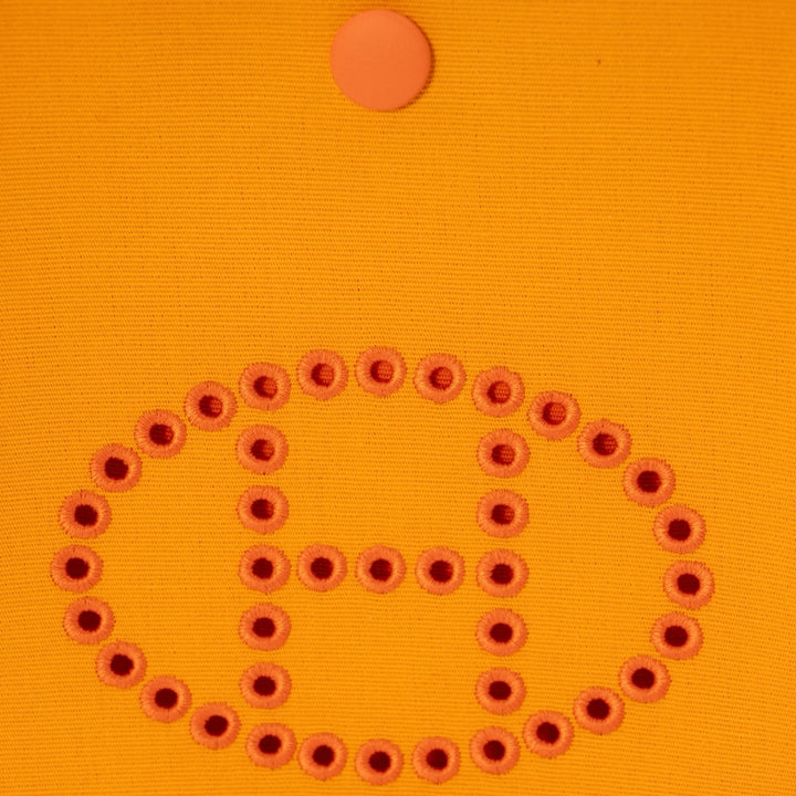 Hermès Neo Evelyne TPM Bag in Feu & Jaune d’Or Toile Officier with Swift Leather Trim and Palladium Hardware