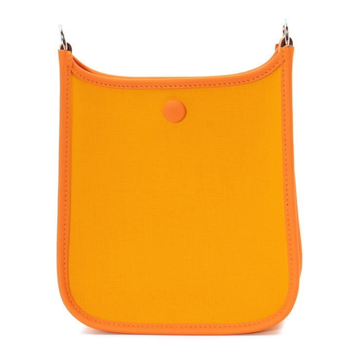 Hermès Neo Evelyne TPM Bag in Feu & Jaune d’Or Toile Officier with Swift Leather Trim and Palladium Hardware