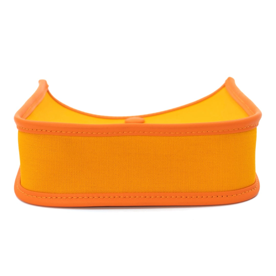 Hermès Neo Evelyne TPM Bag in Feu & Jaune d’Or Toile Officier with Swift Leather Trim and Palladium Hardware