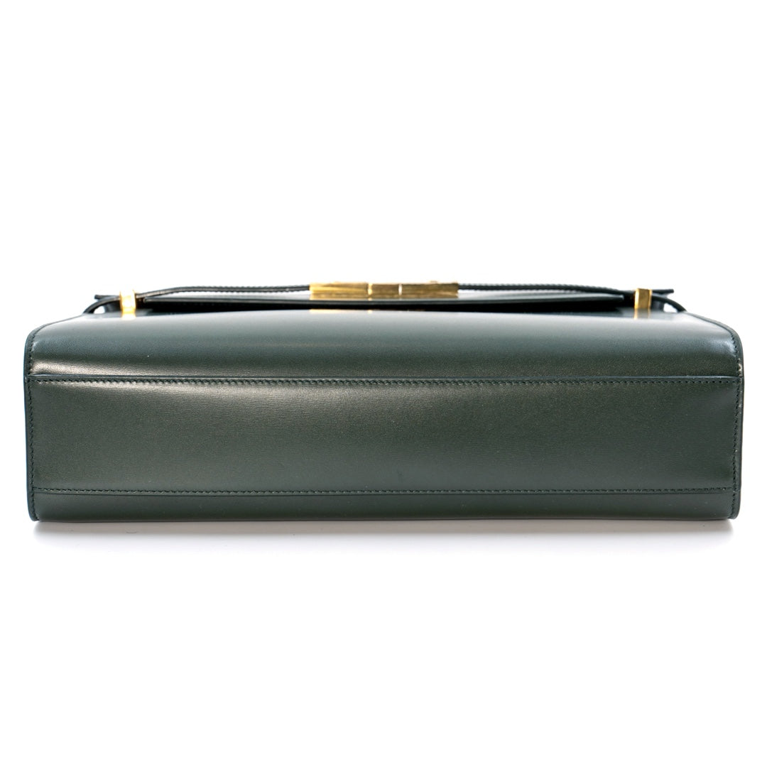 Saint Laurent Manhattan shoulder bag in a dark green smooth calfskin leather