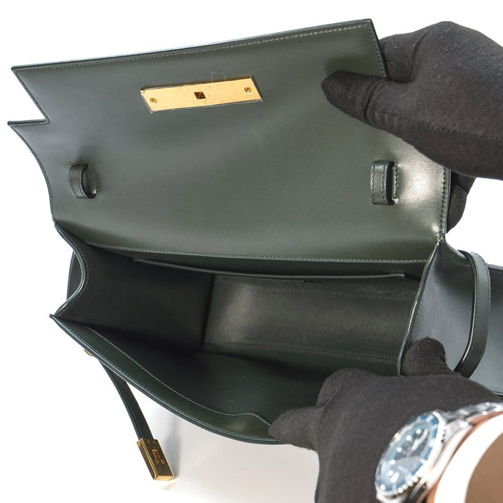 Saint Laurent Manhattan shoulder bag in a dark green smooth calfskin leather