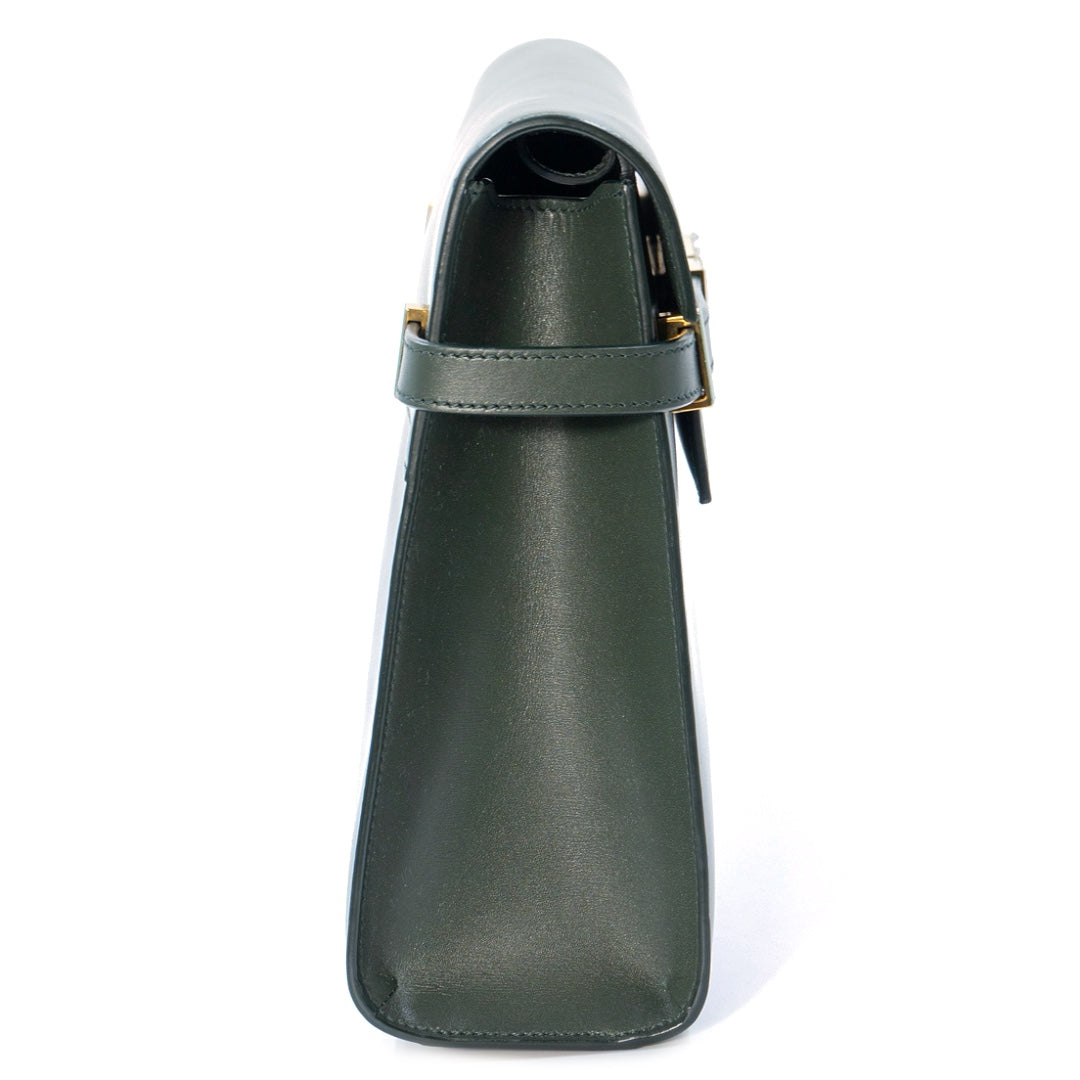 Saint Laurent Manhattan shoulder bag in a dark green smooth calfskin leather