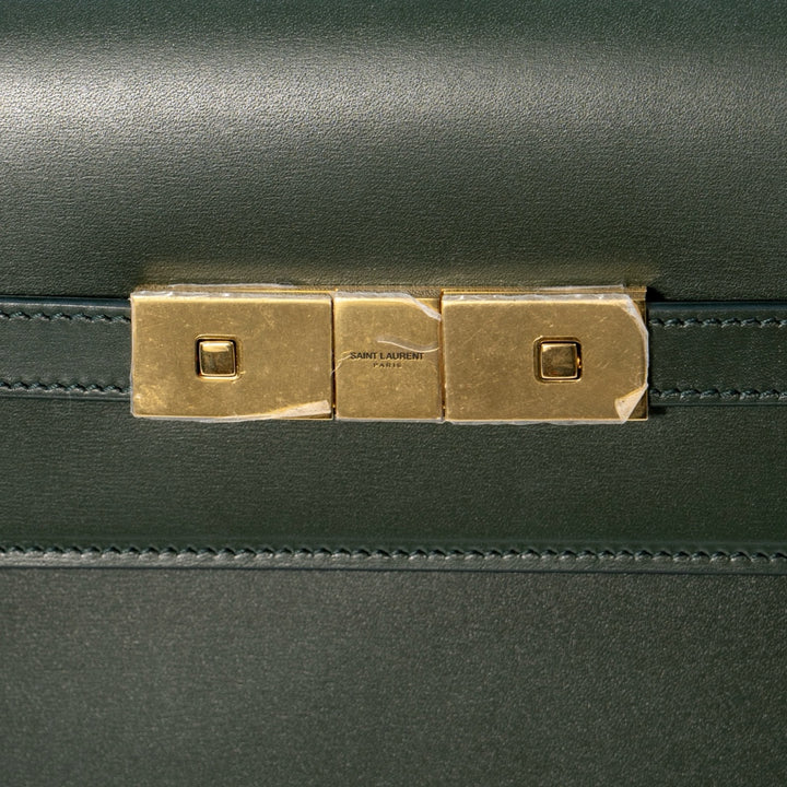 Saint Laurent Manhattan shoulder bag in a dark green smooth calfskin leather